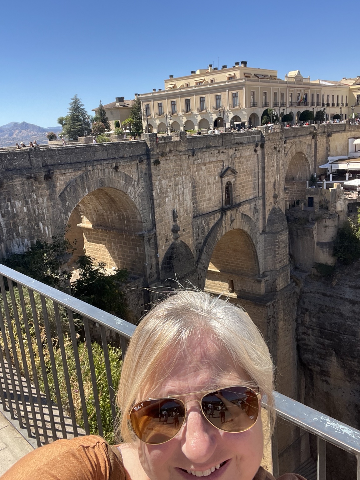 Jeanine in front of Puente Nuevo in Ronda